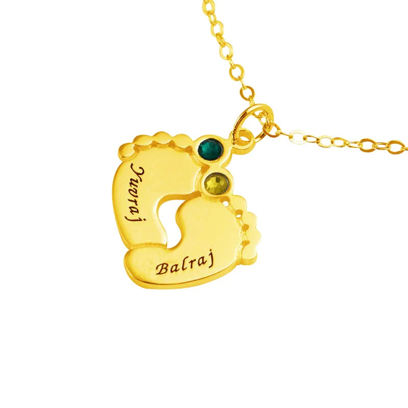 Cherished Footprints Birthstone Necklace