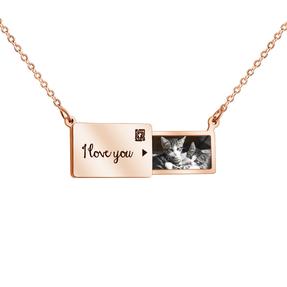 Custom Photo Engraved Pet Portrait Necklace - Personalized Keepsake Jewelry