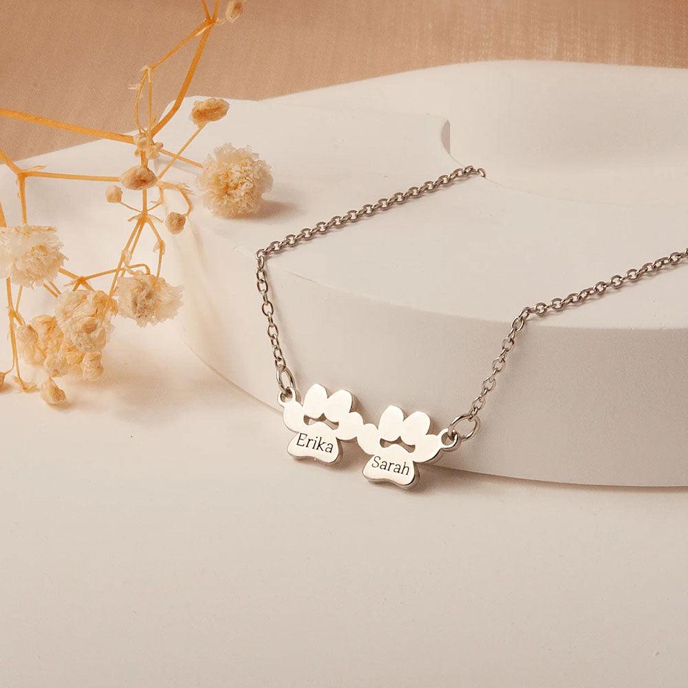 Custom Engraved Paw Print Necklace | Personalised Pet Name Pendant