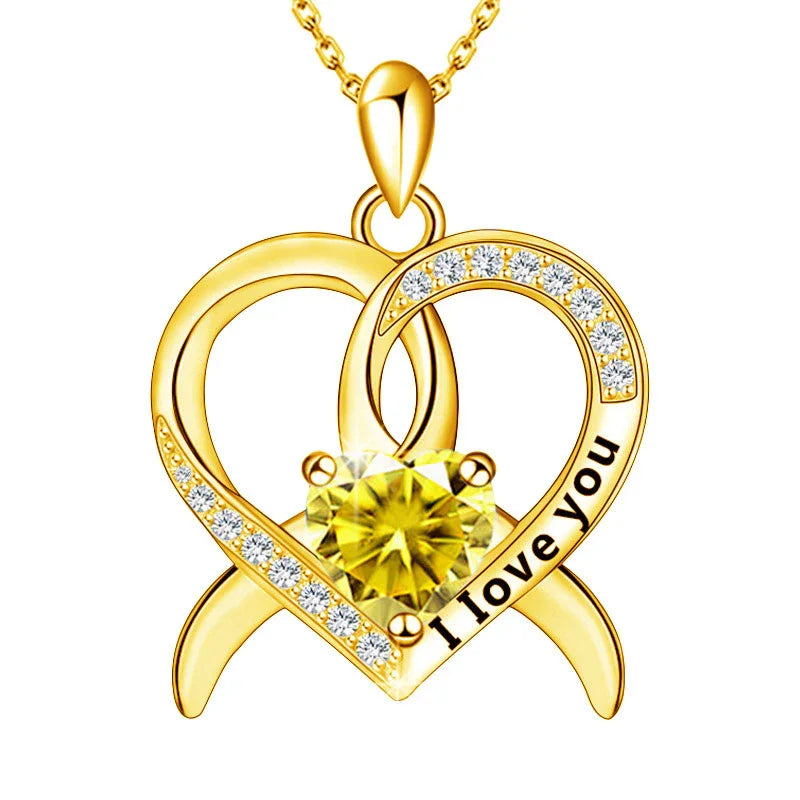 Intertwined Hearts Birthstone Necklace