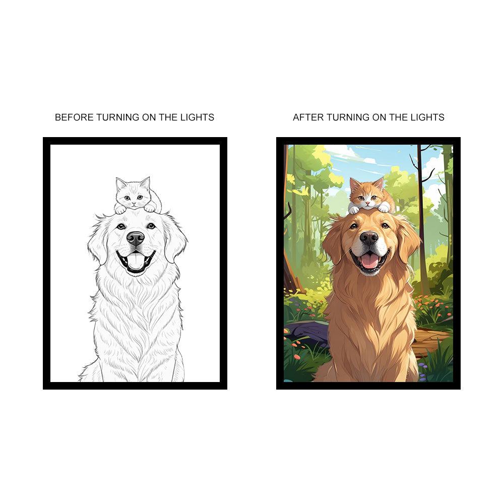 Custom Pet Light Reveal Portrait – Line Art Style