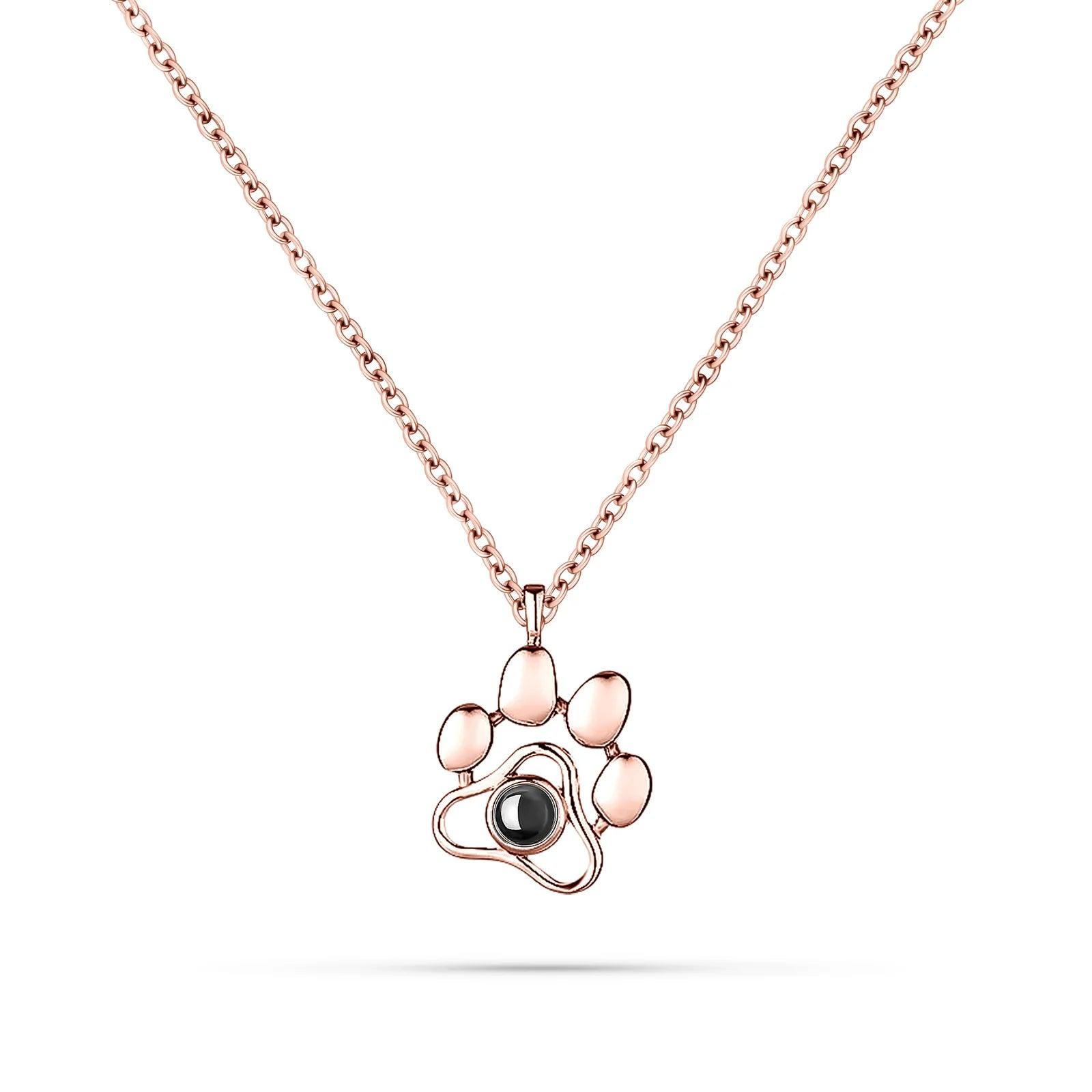Eternal Bond – Custom Dog Paw Projection Necklace