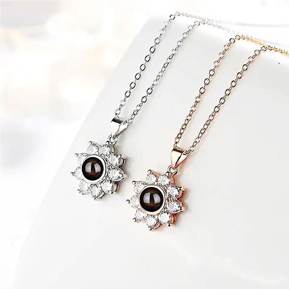 Sunflower Shine – Custom Pet Projection Necklace with Photo Inside