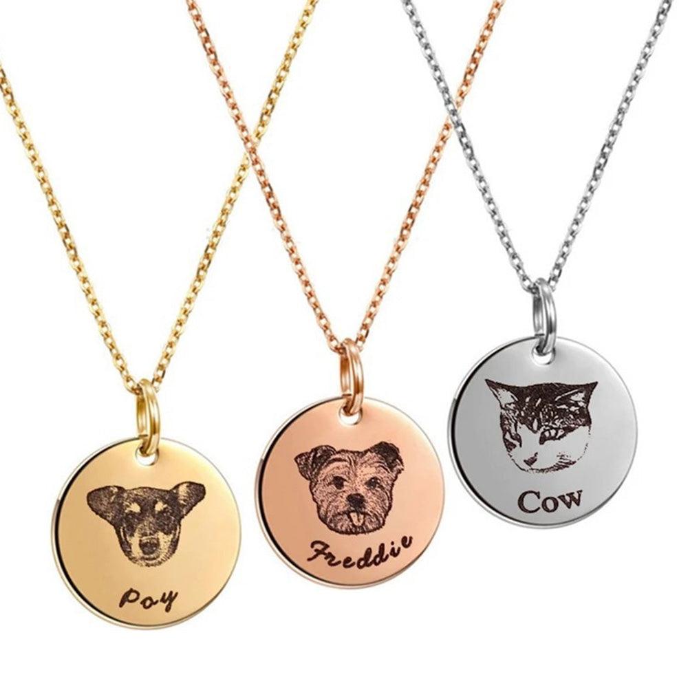 Custom Engraved Pet Portrait Necklace | Personalized Pet Jewelry