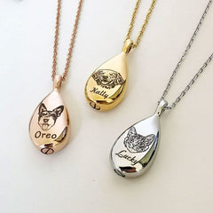 Custom Pet Portrait Memorial Necklace | Personalized Pet Ashes Keepsake