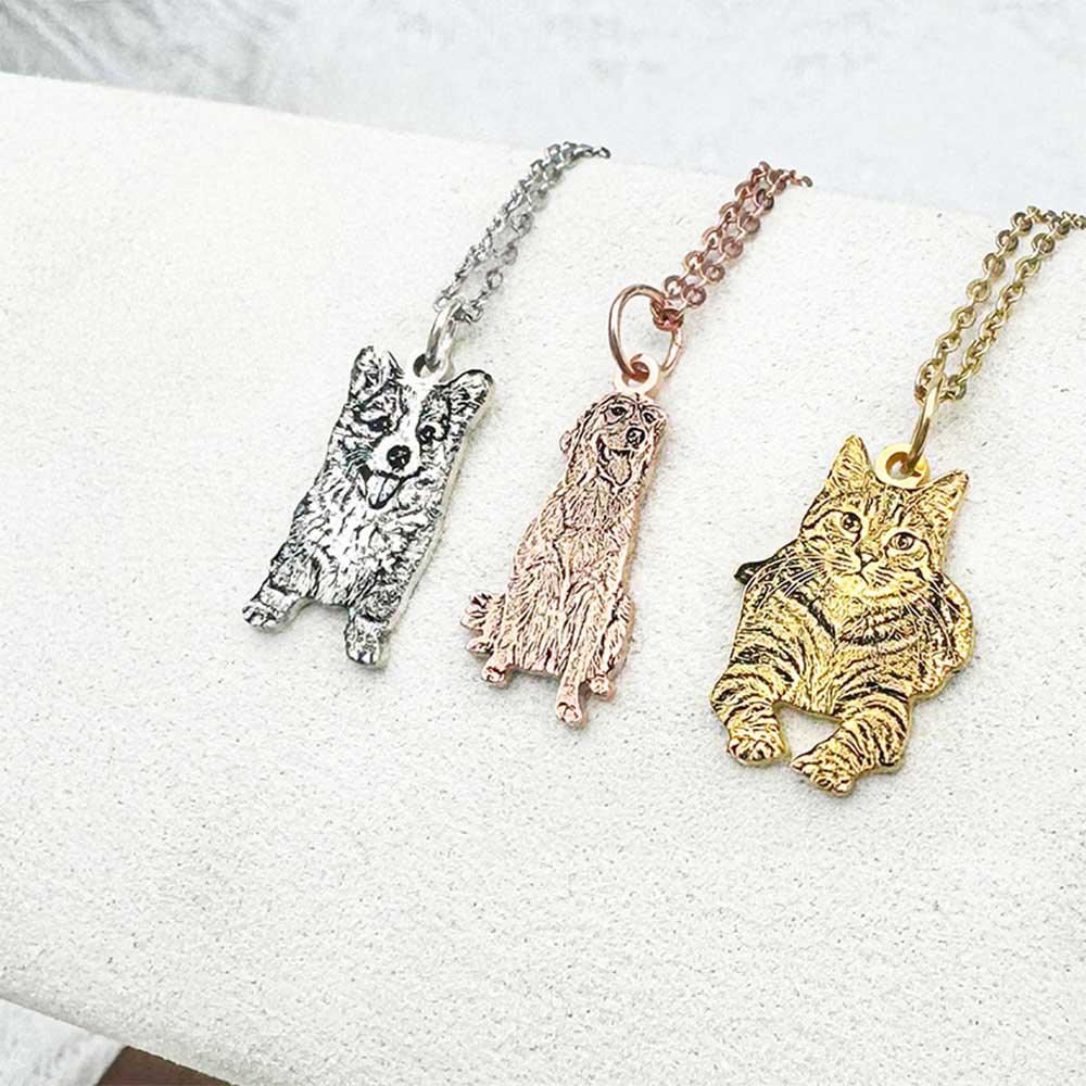 Custom Engraved Pet Necklace | Personalised Animal Silhouette Jewelry