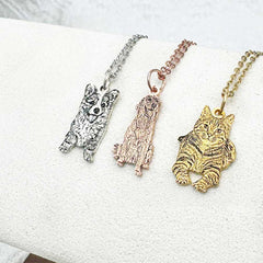 Custom Engraved Pet Necklace | Personalised Animal Silhouette Jewelry