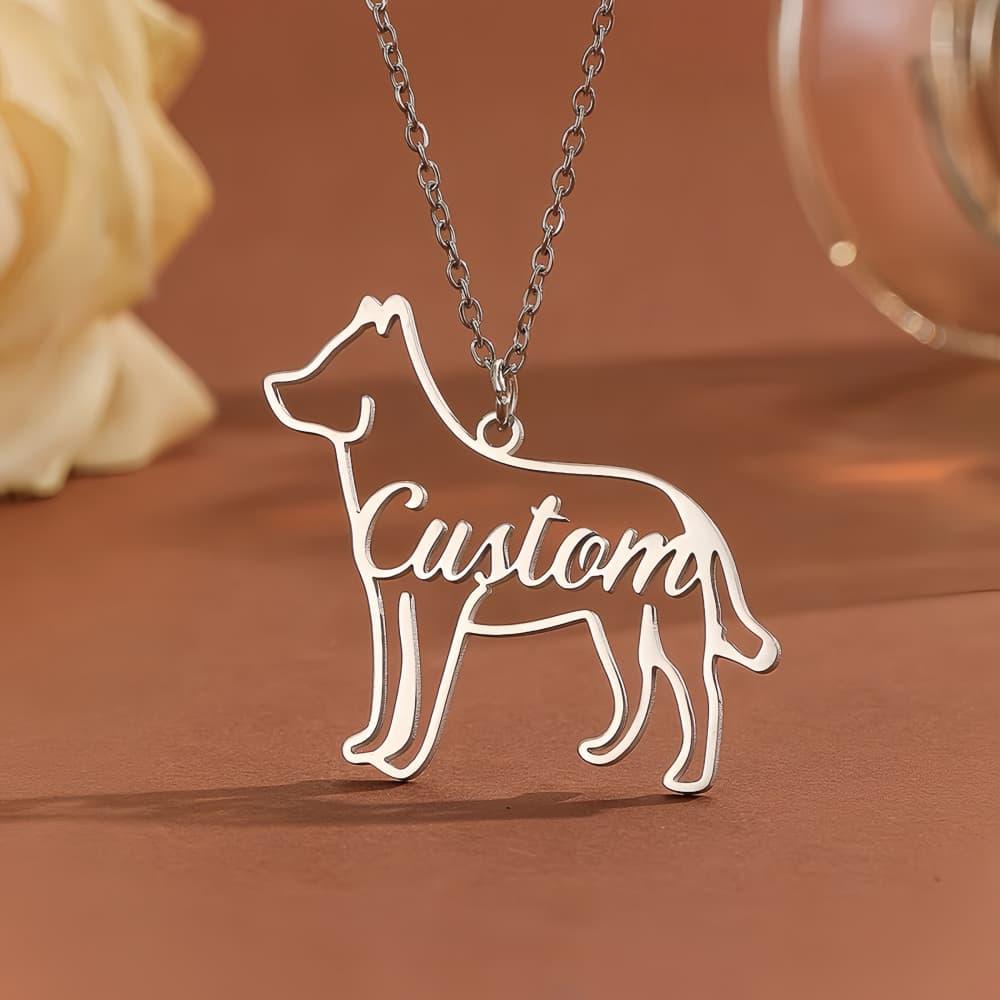Custom Dog Outline Name Necklace | Personalised Wire Silhouette Pendant