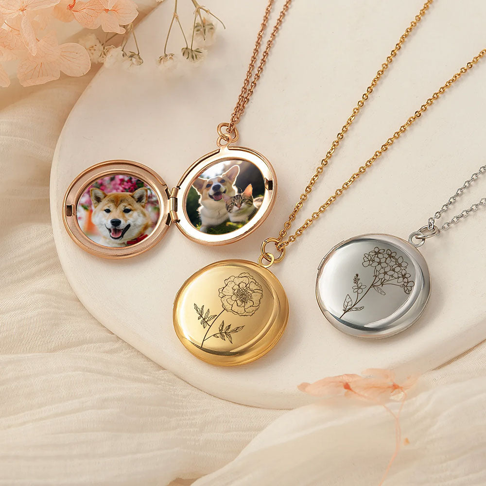 Custom Pet Photo Locket Necklace | Personalised Memory Pendant