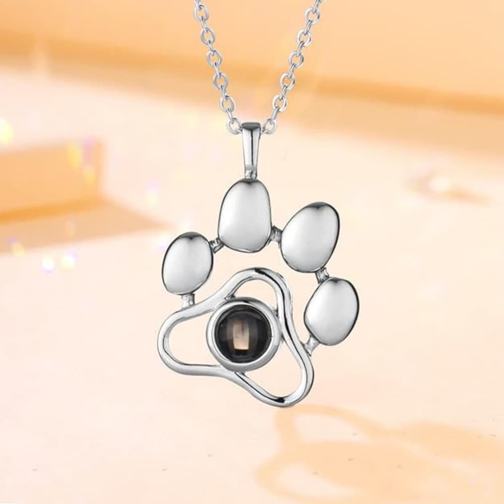 Eternal Bond – Custom Dog Paw Projection Necklace
