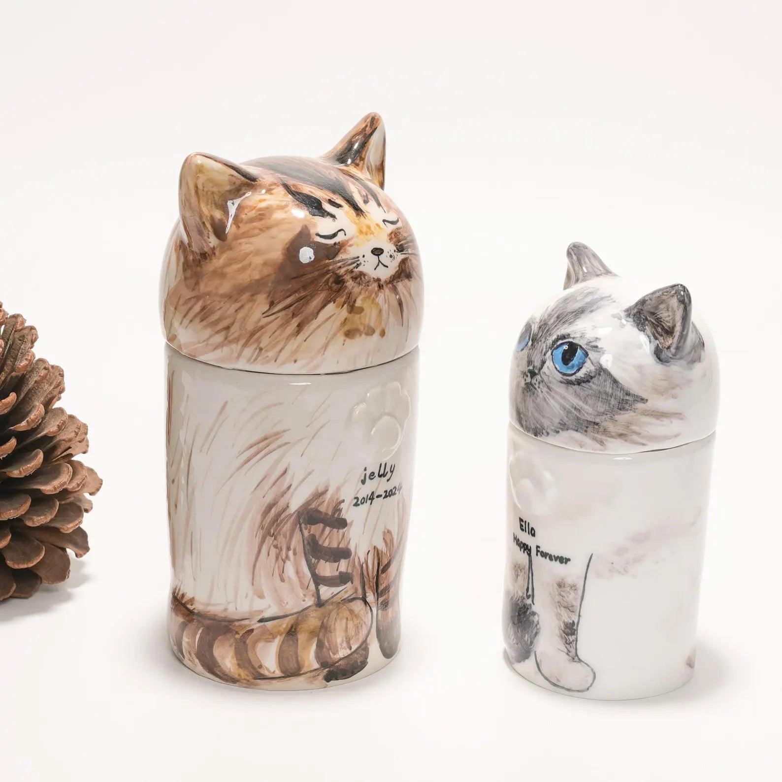 Personalized Ceramic Cat Urn — Handcrafted Memorial Keepsake