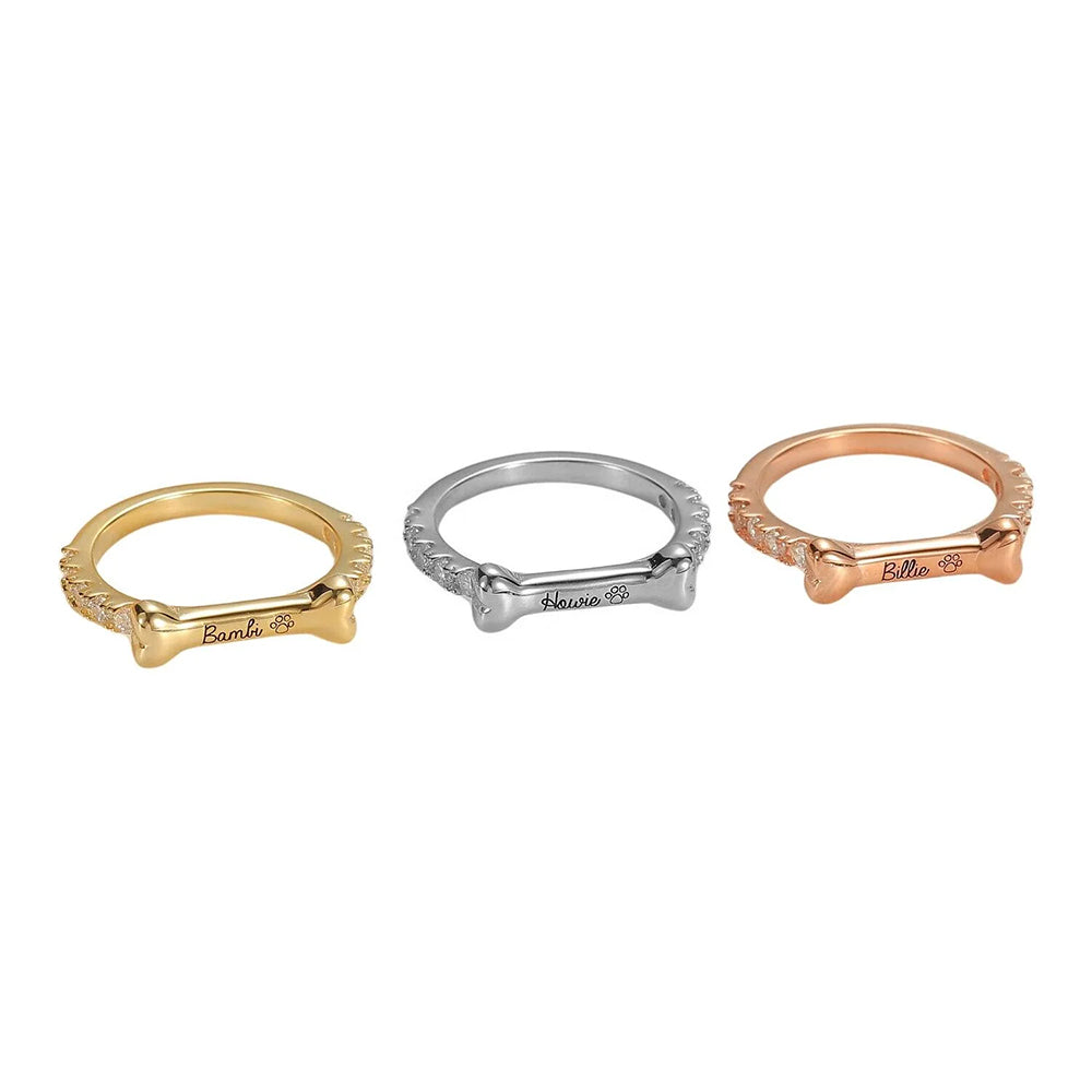 Engraved Bone Ring | Personalized Pet Name Ring