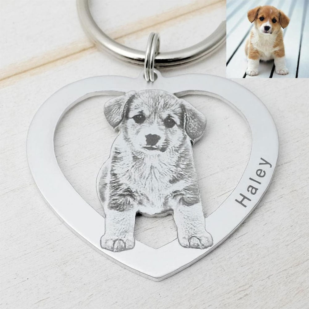 Custom Engraved Pet Keychain – Personalized Dog or Cat Memorial Gift