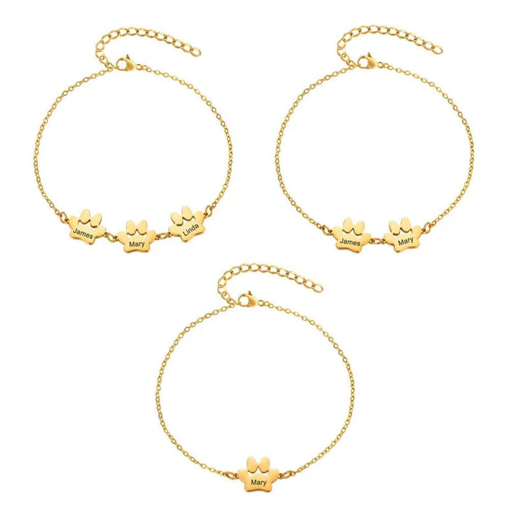 Custom Engraved Paw Print Bracelet | Personalised Pet Memory Jewellery