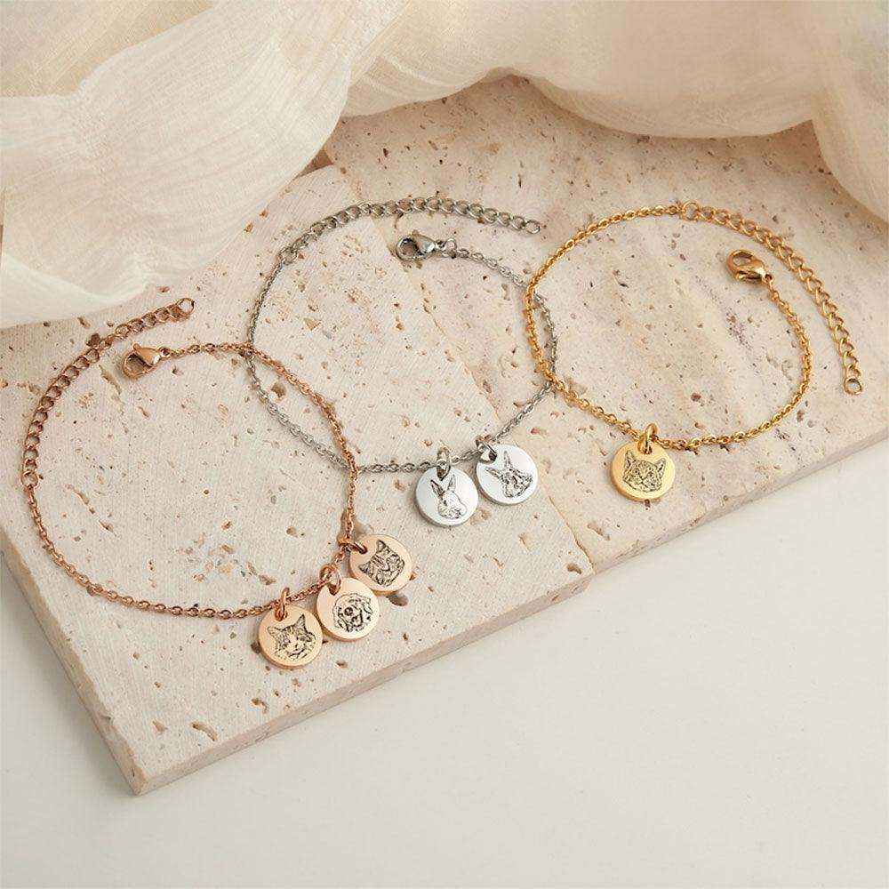 Custom Engraved Pet Charm Bracelet | Photo Personalised Jewellery
