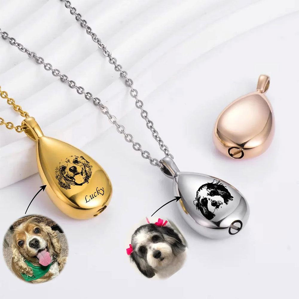 Custom Pet Portrait Memorial Necklace | Personalized Pet Ashes Keepsake