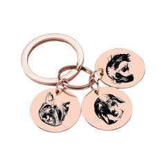 Custom Engraved Pet Keychain | Personalised Dog & Cat Portrait Gift