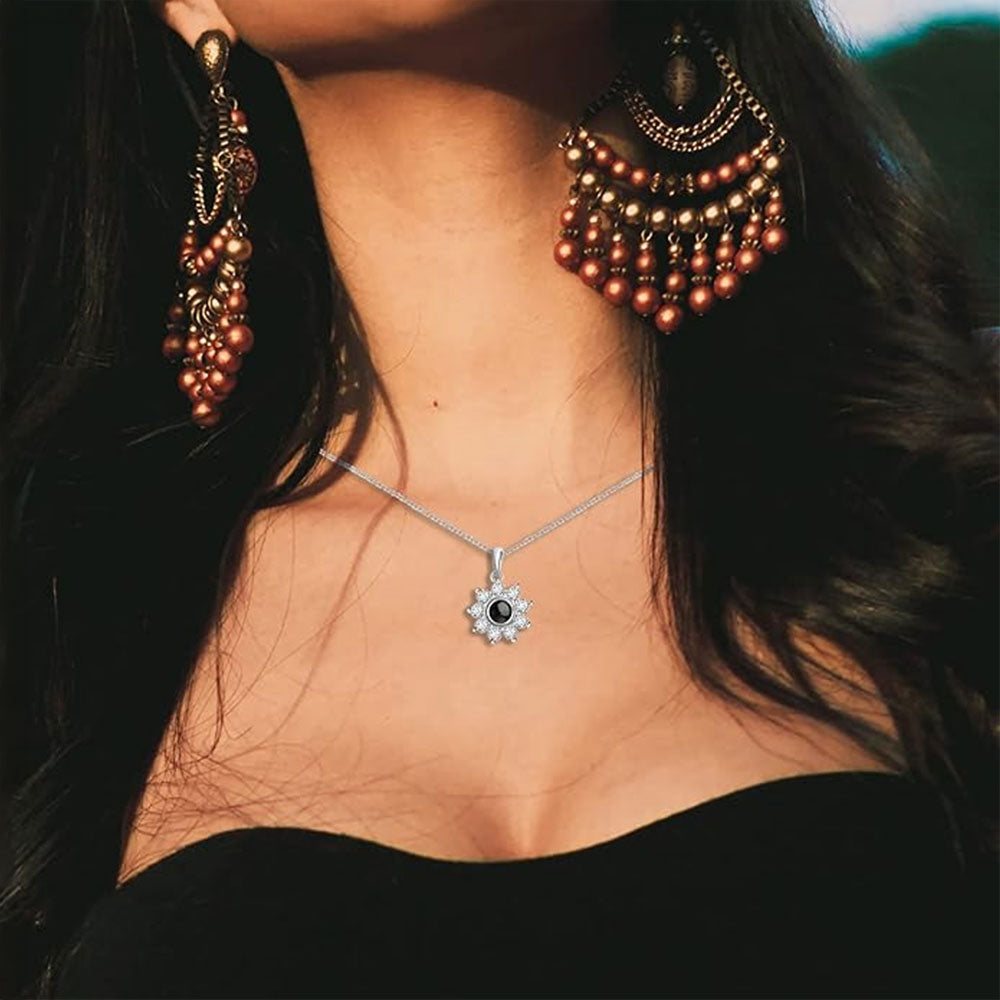 Sunflower Shine – Custom Pet Projection Necklace with Photo Inside
