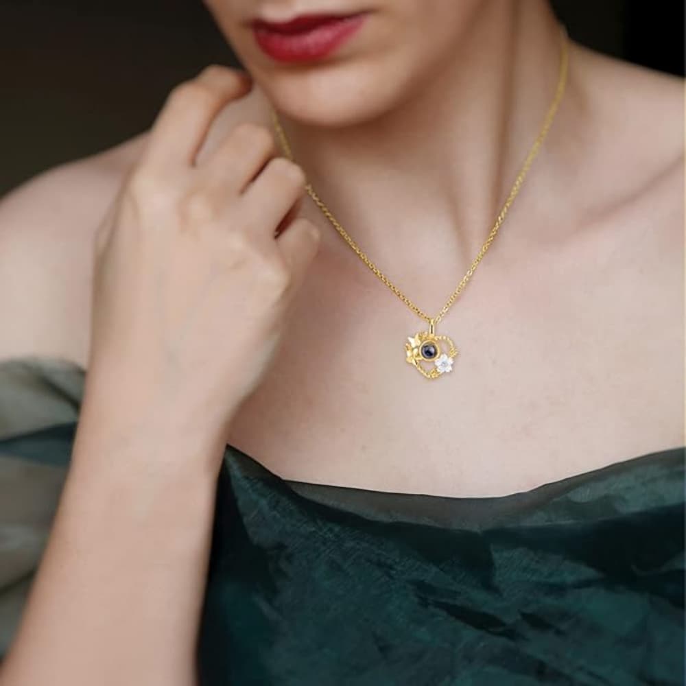 Floral Path – Custom Pet Photo Projection Necklace