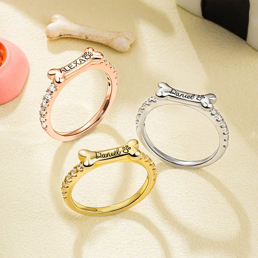 Engraved Bone Ring | Personalized Pet Name Ring