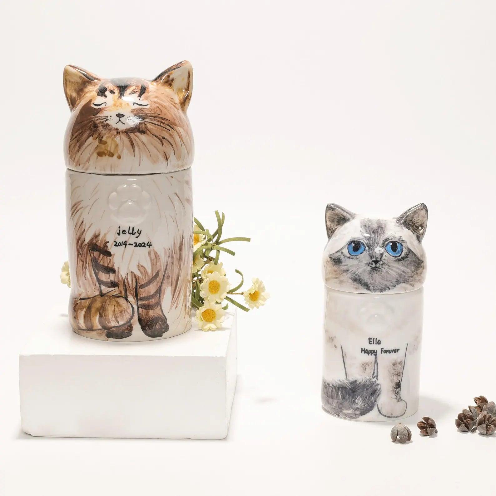Personalized Ceramic Cat Urn — Handcrafted Memorial Keepsake