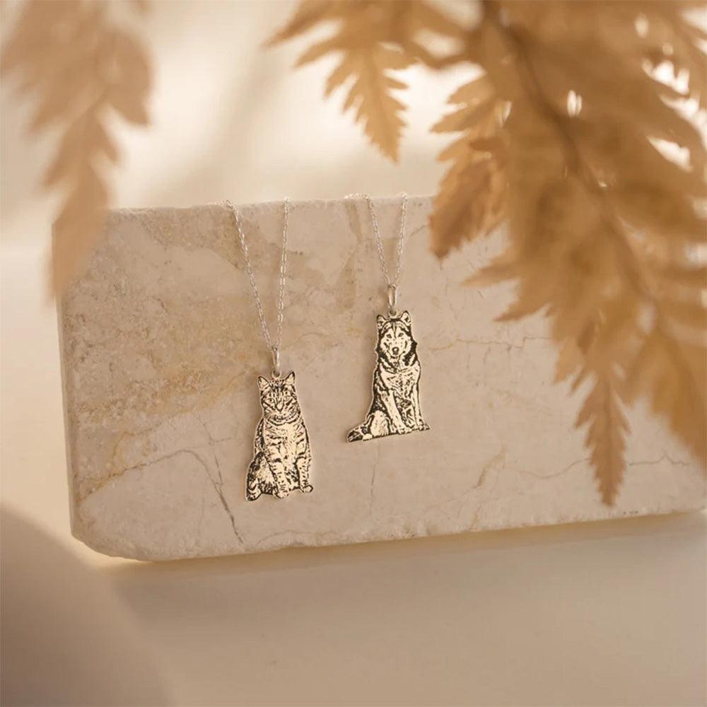 Custom Engraved Pet Necklace | Personalised Animal Silhouette Jewelry