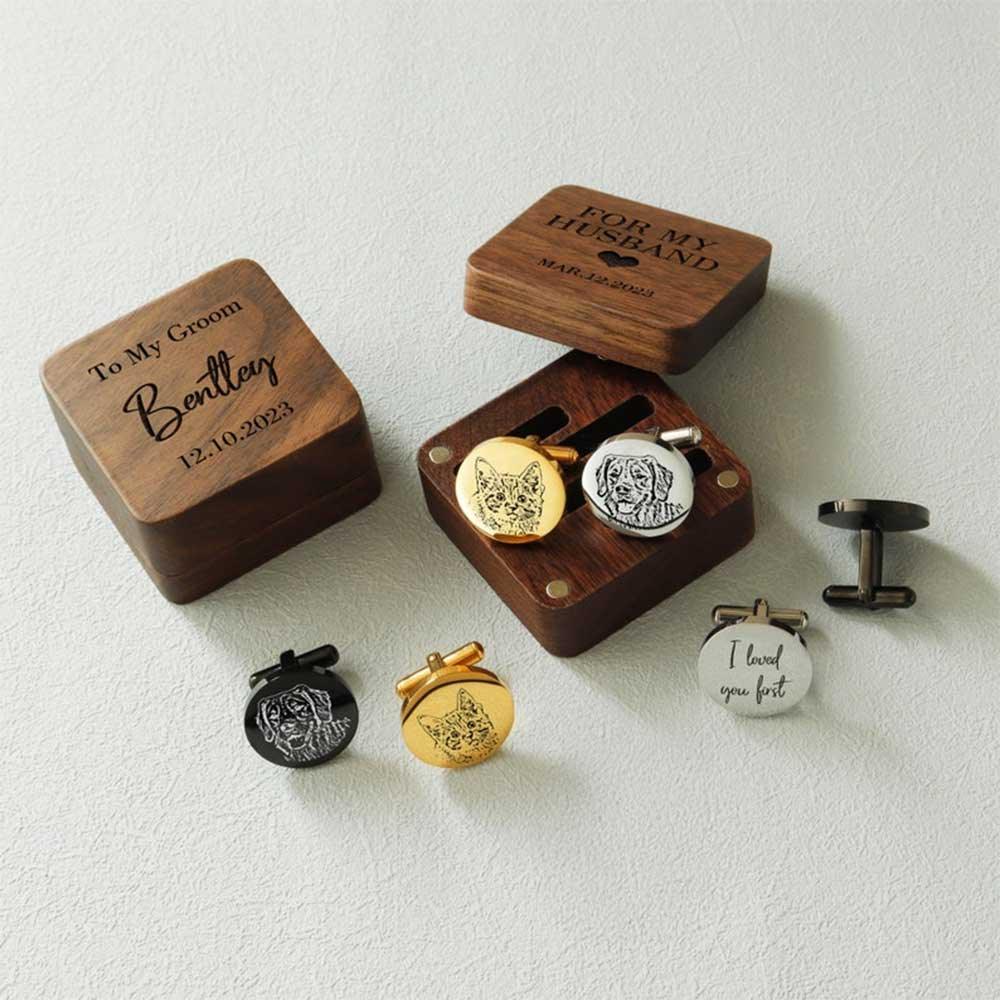 Custom Engraved Pet Cufflinks | Personalised Keepsake for Him