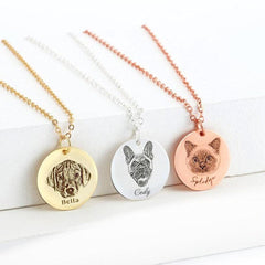 Custom Engraved Pet Portrait Necklace | Personalized Pet Jewelry