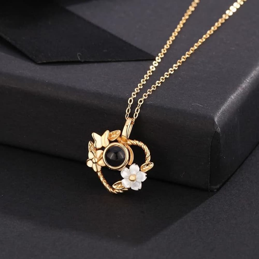 Floral Path – Custom Pet Photo Projection Necklace