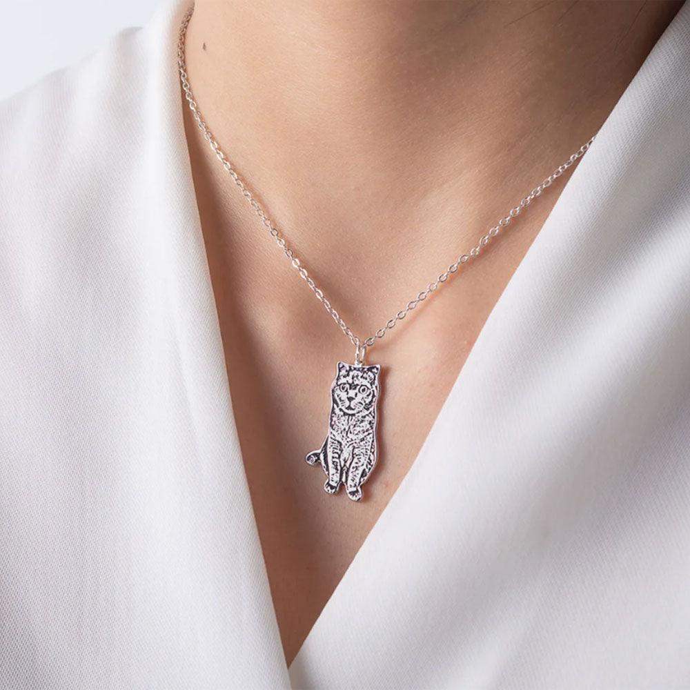 Custom Engraved Pet Necklace | Personalised Animal Silhouette Jewelry