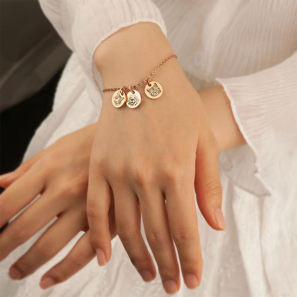 Custom Engraved Pet Charm Bracelet | Photo Personalised Jewellery