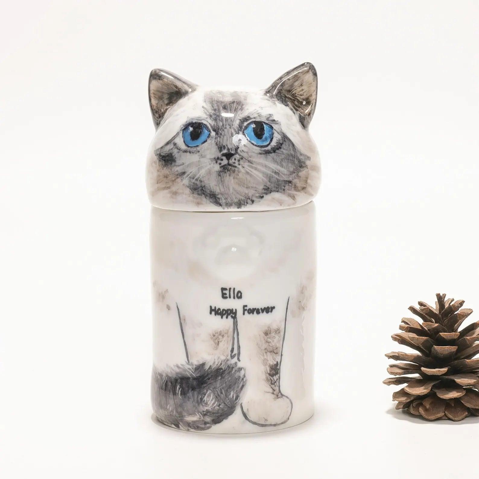 Personalized Ceramic Cat Urn — Handcrafted Memorial Keepsake