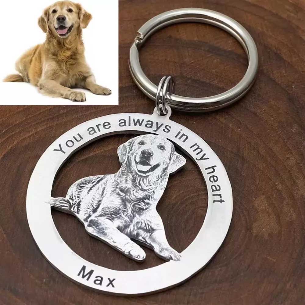 Custom Engraved Pet Keychain – Personalized Dog or Cat Memorial Gift
