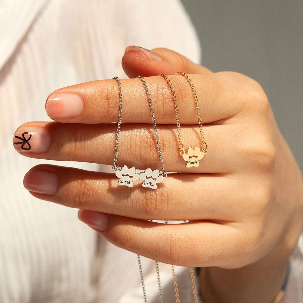 Custom Engraved Paw Print Necklace | Personalised Pet Name Pendant