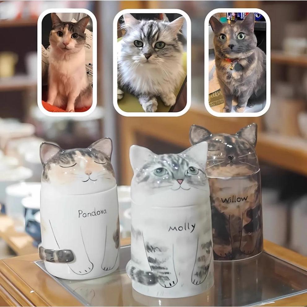 Personalized Ceramic Cat Urn — Handcrafted Memorial Keepsake