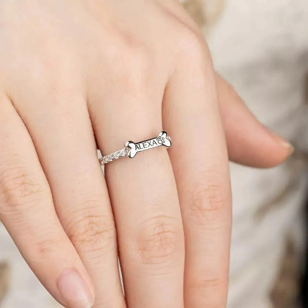 Engraved Bone Ring | Personalized Pet Name Ring