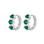 Sterling Silver hoop earrings with three green birthstones by Furmino.