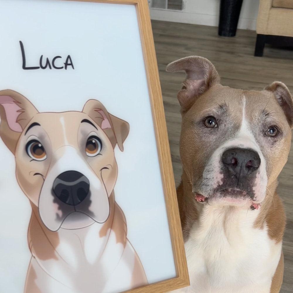 Custom Pet Light Reveal Portrait – Cartoon Style