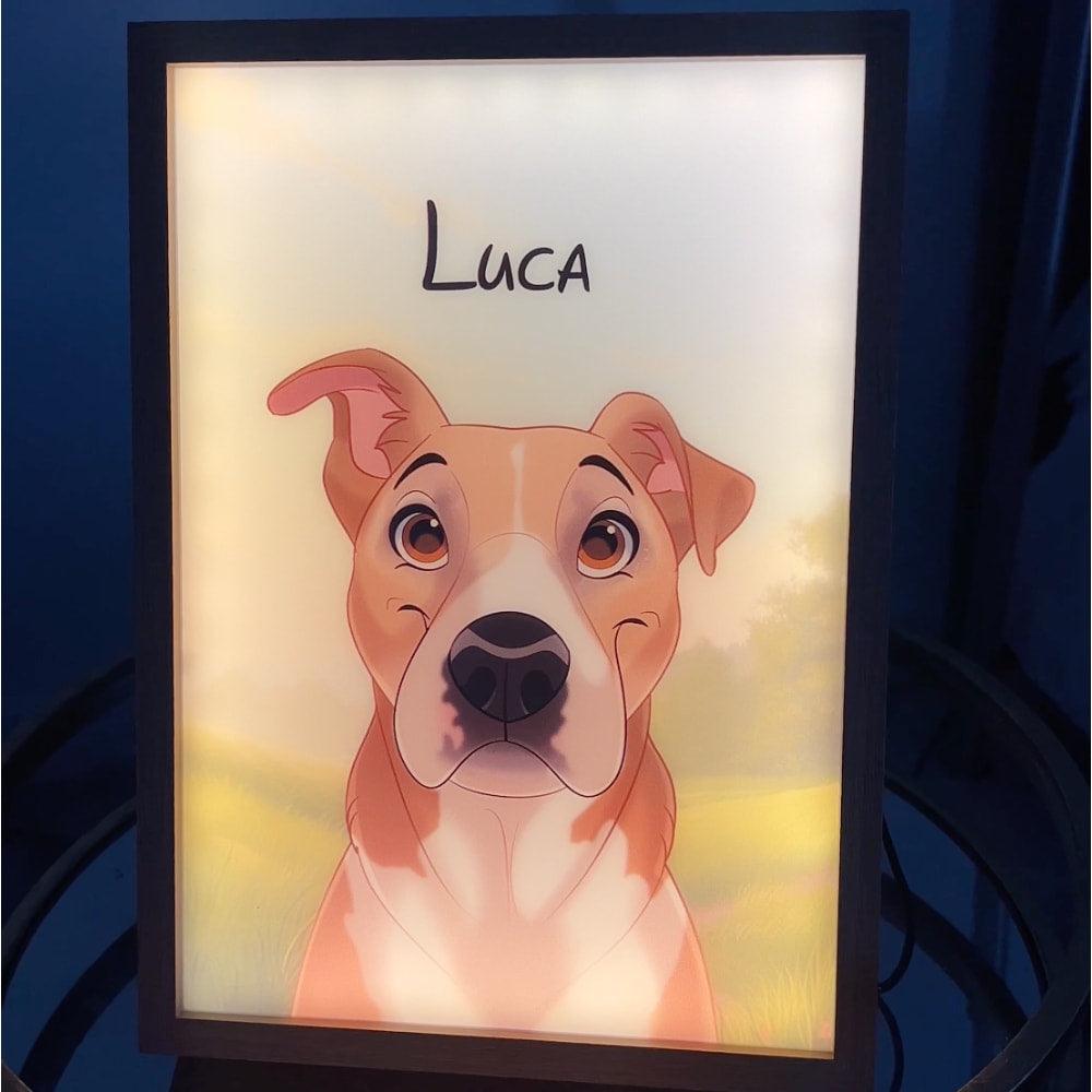 Custom Pet Light Reveal Portrait – Cartoon Style
