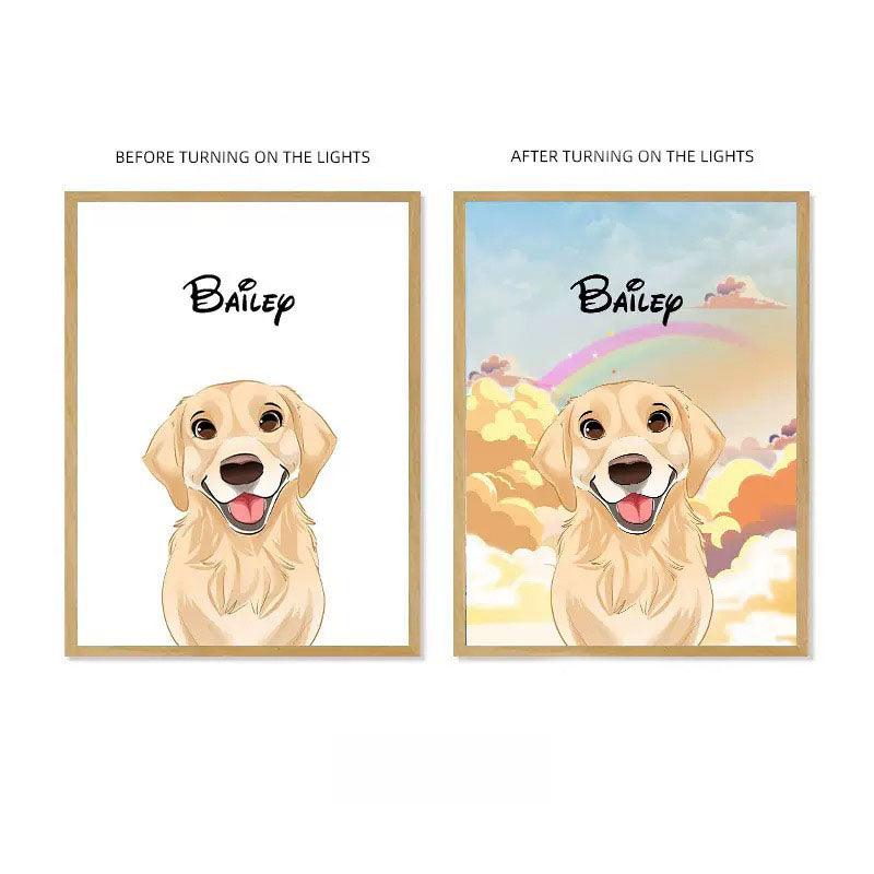 Custom Pet Light Reveal Portrait – Cartoon Style