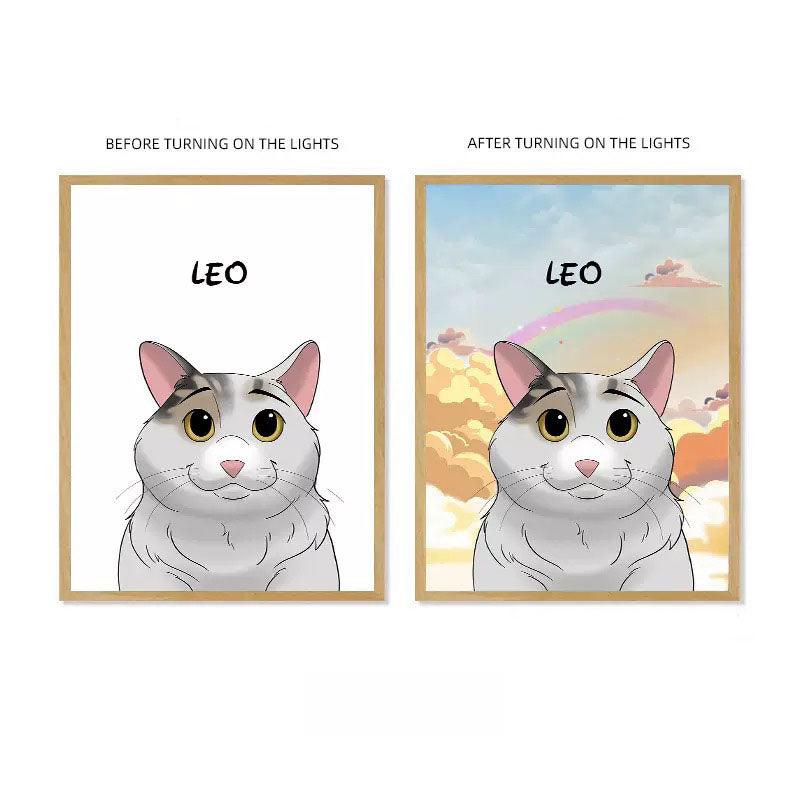 Custom Pet Light Reveal Portrait – Cartoon Style