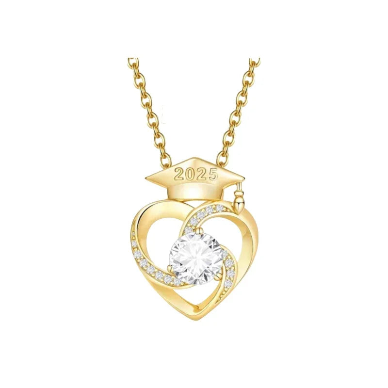 Graduation Heart Birthstone Necklace