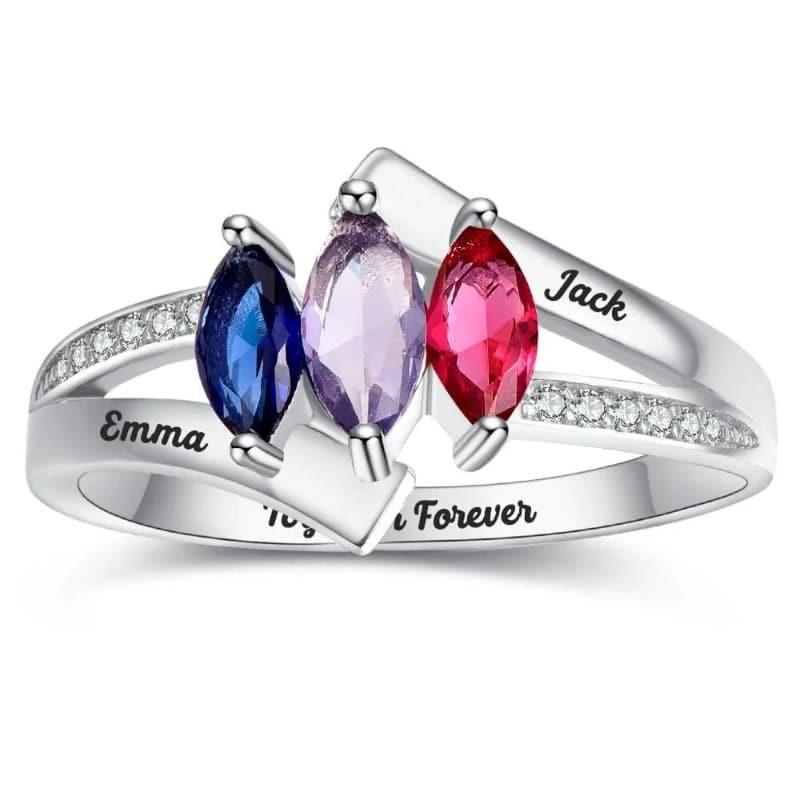 Radiant Trinity Birthstone Ring