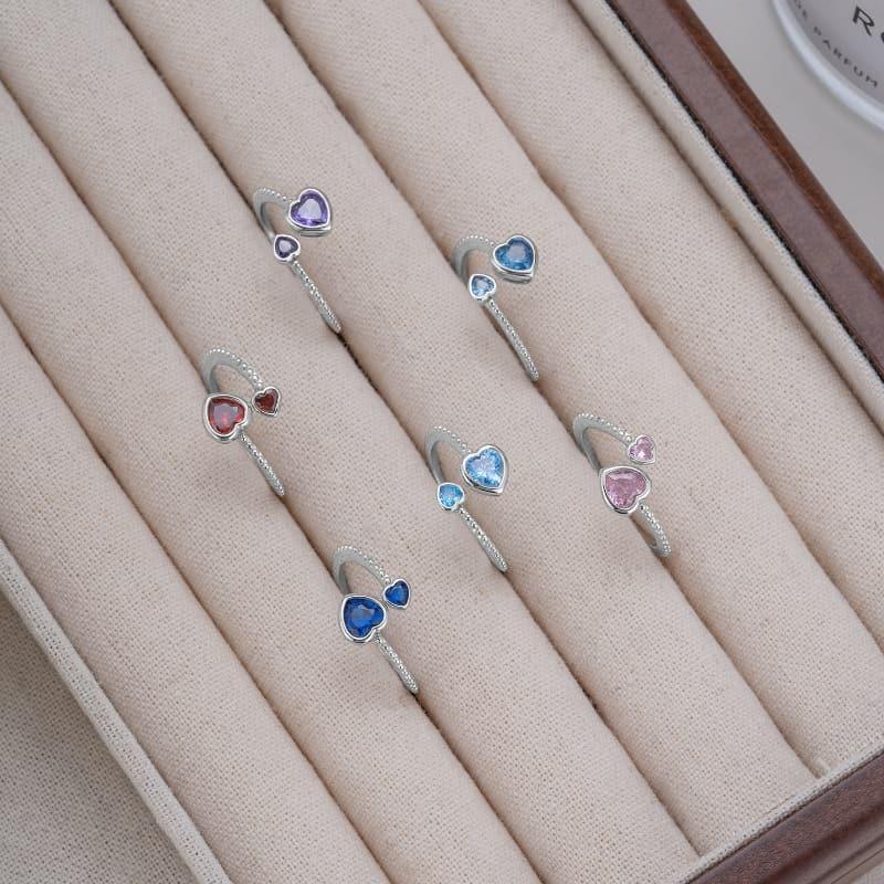 Two Hearts Birthstone Ring