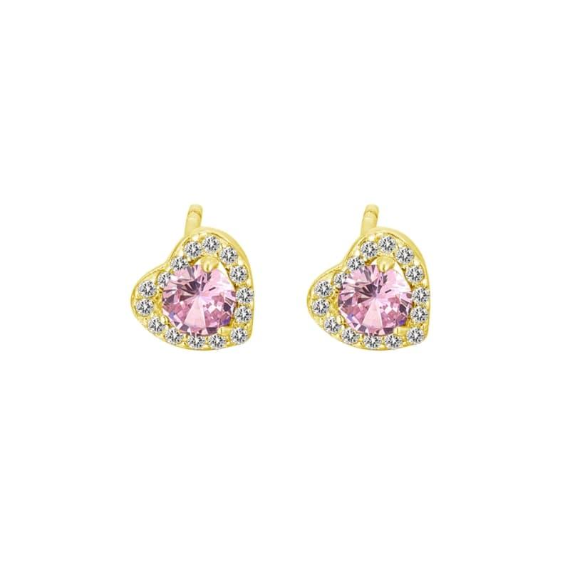 Luminous Heart Birthstone Stud Earrings