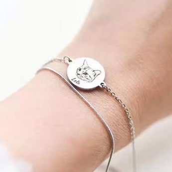 Custom Double Layer Bracelet – Engraved Name or Pet Portrait