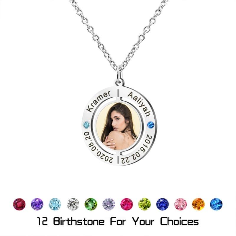 Circle of Light Personalised Birthstone Photo Necklace
