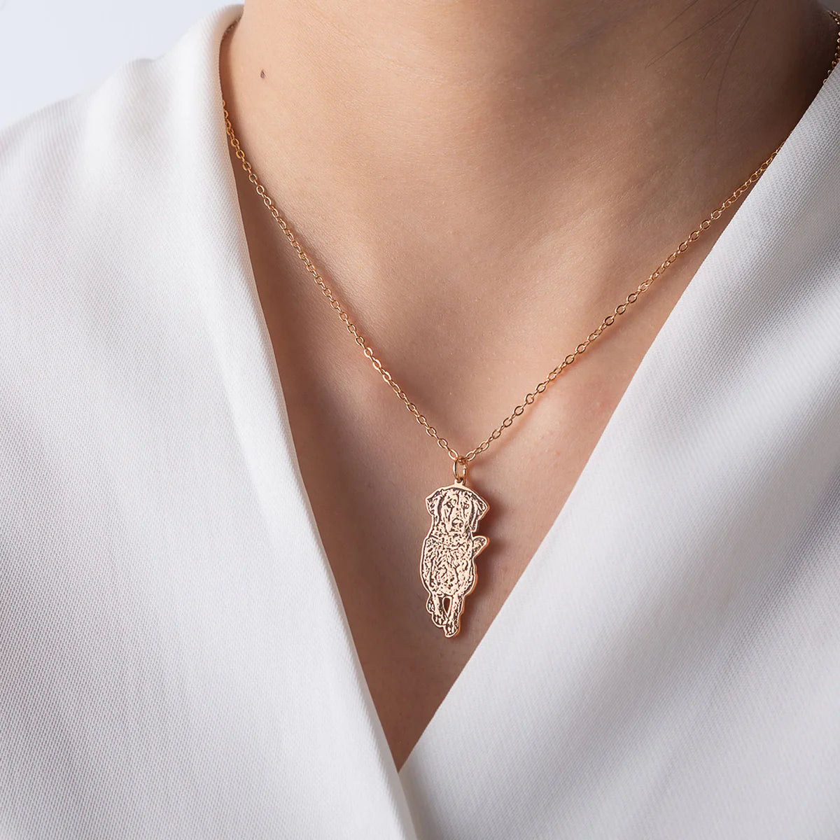 Custom Engraved Pet Necklace | Personalised Animal Silhouette Jewelry