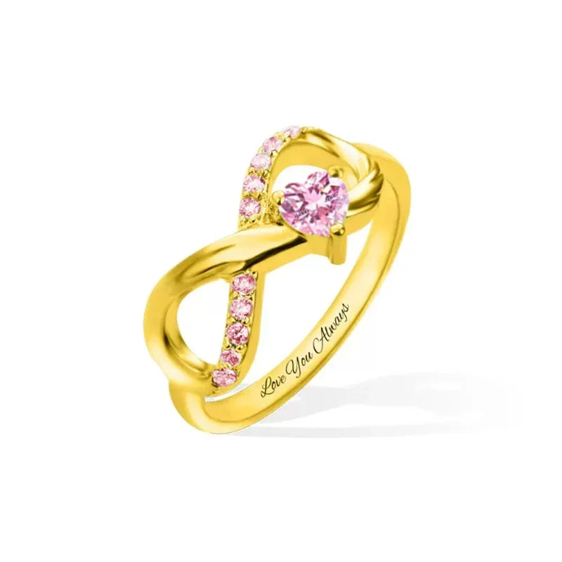 Infinity Heart Birthstone Ring